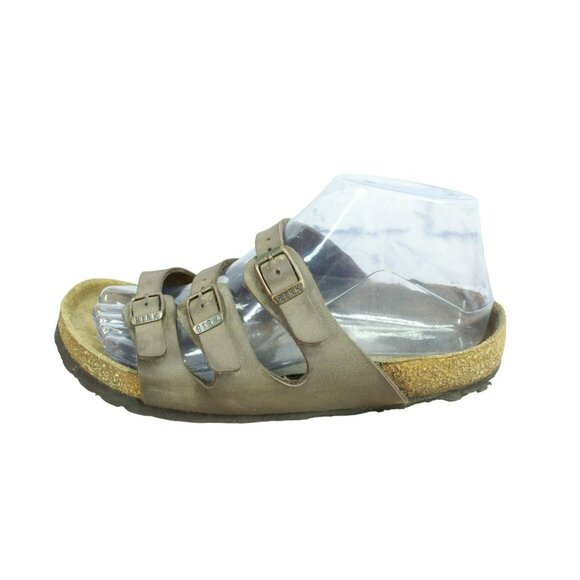 *Birkenstock Florida Brown Leather Slip-on Birko-Flor Sandals Size 10.5 Inches - Picture 1 of 10